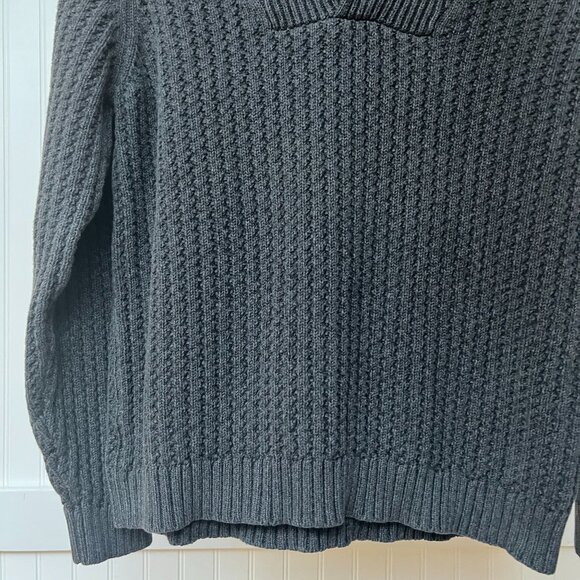 Eddie Bauer Gray Knit Long Sleeve Pullover Sweater 100% Cotton Winter Buttons - Picture 4 of 8